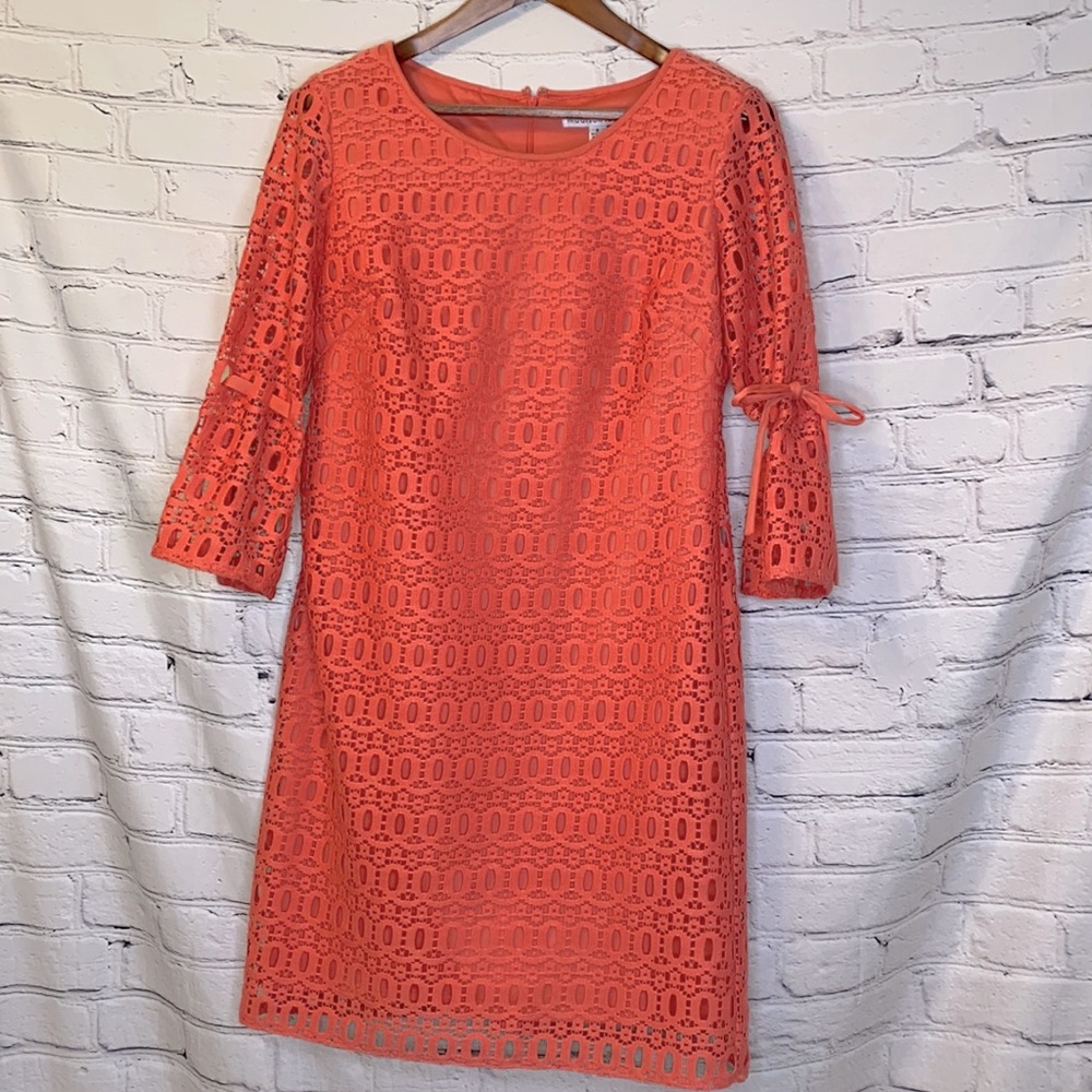 Madison Leigh Coral Long Sleeve Lace Dress Size 6